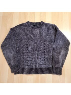 Ted Baker Chenille Soft Knit Sweater Cottagecore Crewneck Long Sleeves Purple
